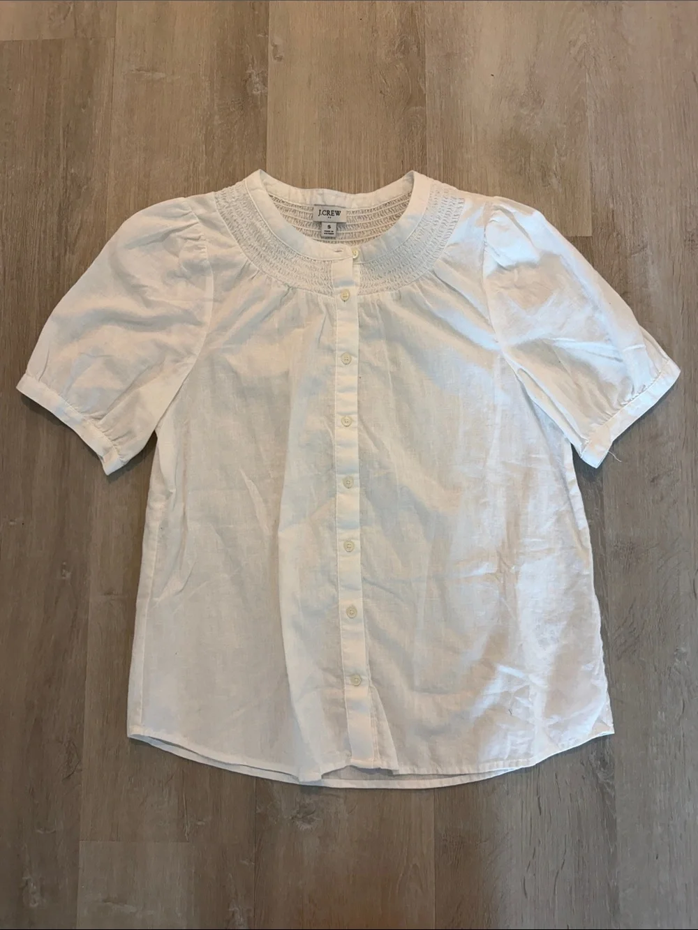 J. Crew Linen-blend short-sleeve smock neck top